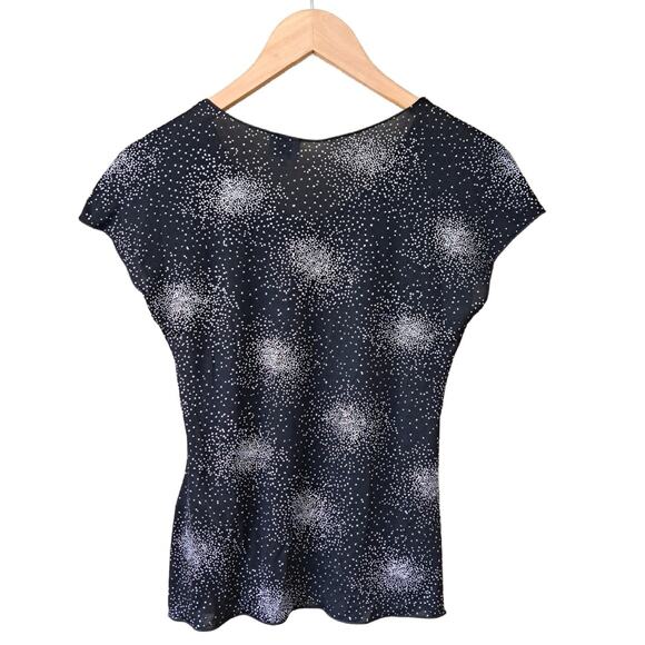 Armani Collezioni Vintage 90s Black Galaxy Glitter Bomb Top Cap Sleeve Tee Sz 4 - Picture 9 of 10